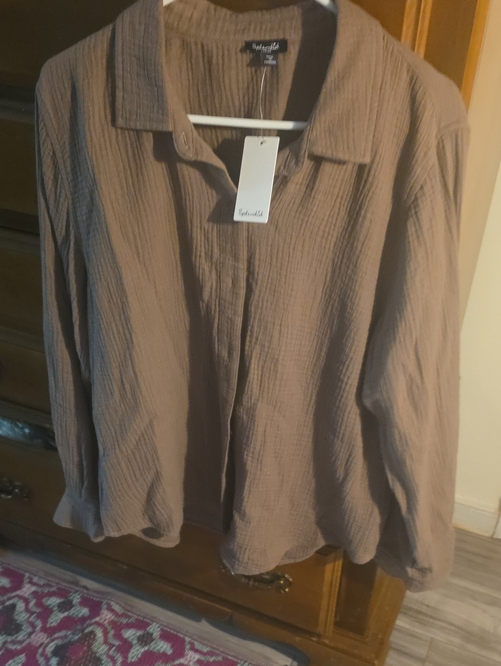 Splendid Wemens Brown Button-Down Long Sleeve Shirt